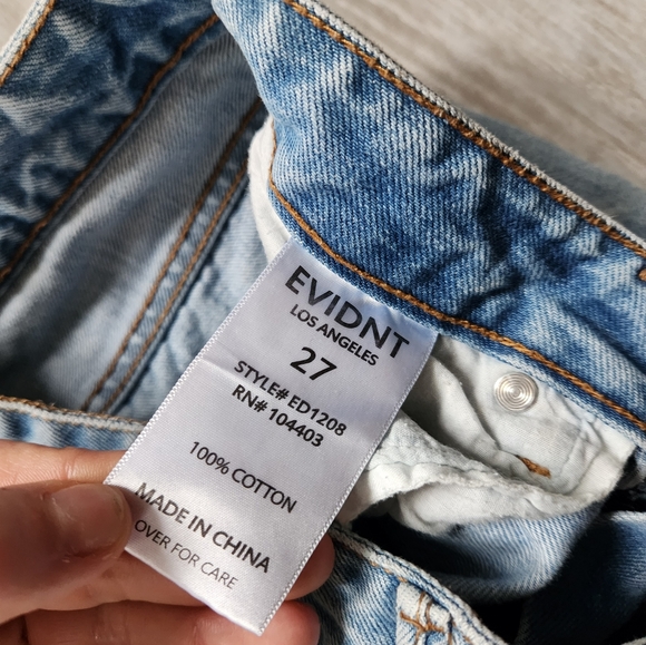 Evidnt Med Wash Med Rise Blue Denim Jeans Distressed Straight Leg Sz 27 - Picture 6 of 10